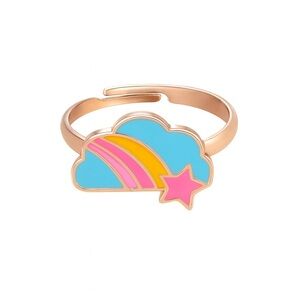 🌈✨ Kids Rainbow Cloud Star Ring — Adjustable Cute Colorful Jewelry